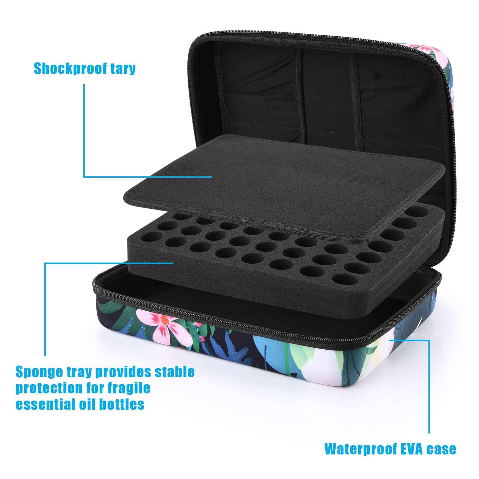 FITNATE Essential Oil Storage,Lotus 56 Bottles Essential Oil Case Shockproof, Waterproof and Durable, Holding 5/10/15 ml Bottles, Essential Oils Travel Case for Young Living Oils,Doterra Containers