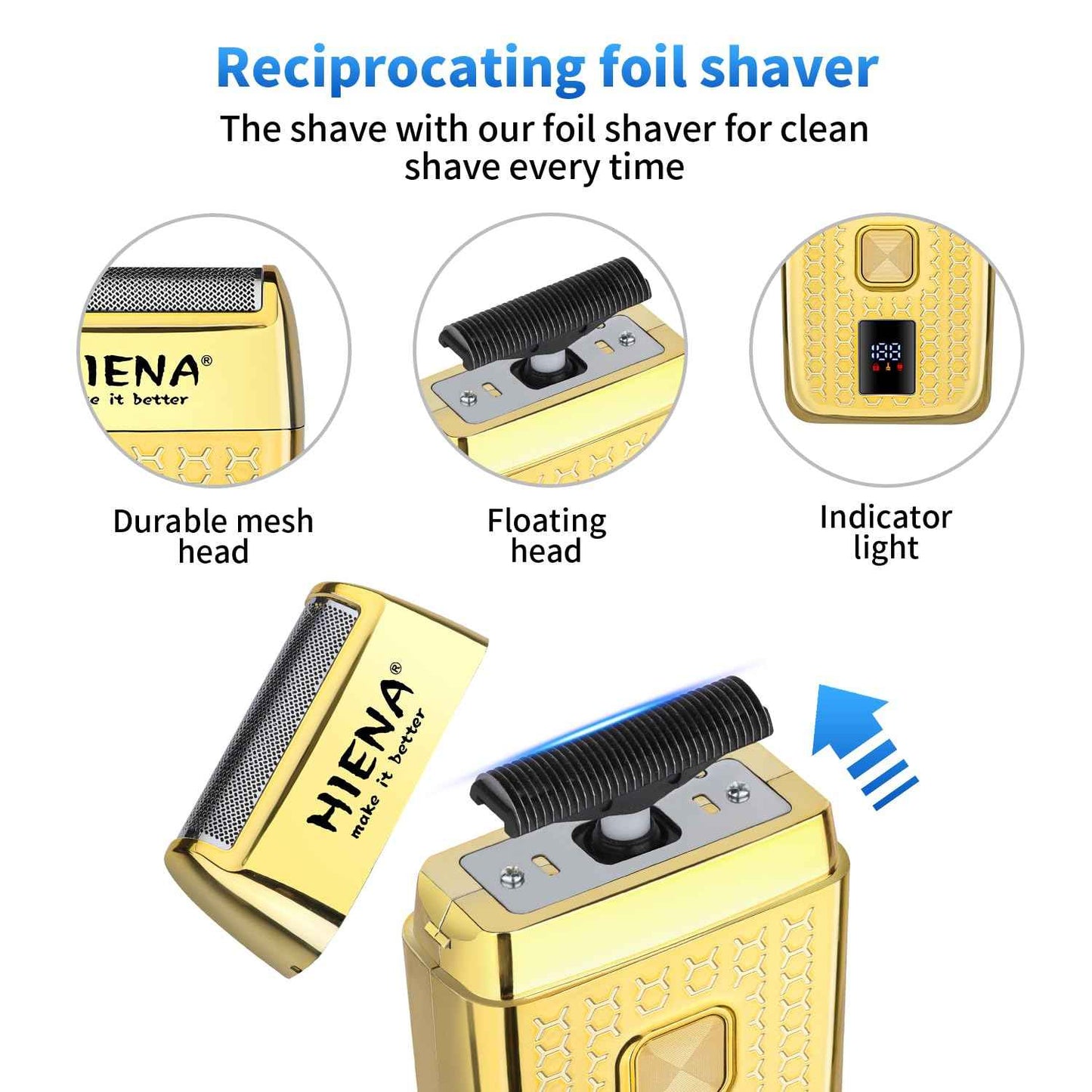 HIENA PRO Professional Hair Clipper Set for Men, Rechargeable Barber Clippers Set and Trimmer Kit, Foil Shaver & Men's Facial Grooming Tool, Electric Nose Hair and Beard Trimmer Set