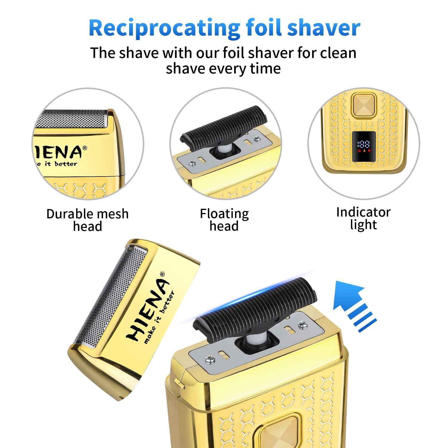 HIENA PRO Professional Hair Clipper Set for Men, Foil Shaver & Men's Facial Grooming Tool, Rechargeable Barber Clippers Set and Trimmer Kit, Cordless Electric Beard, Nose Trimmer