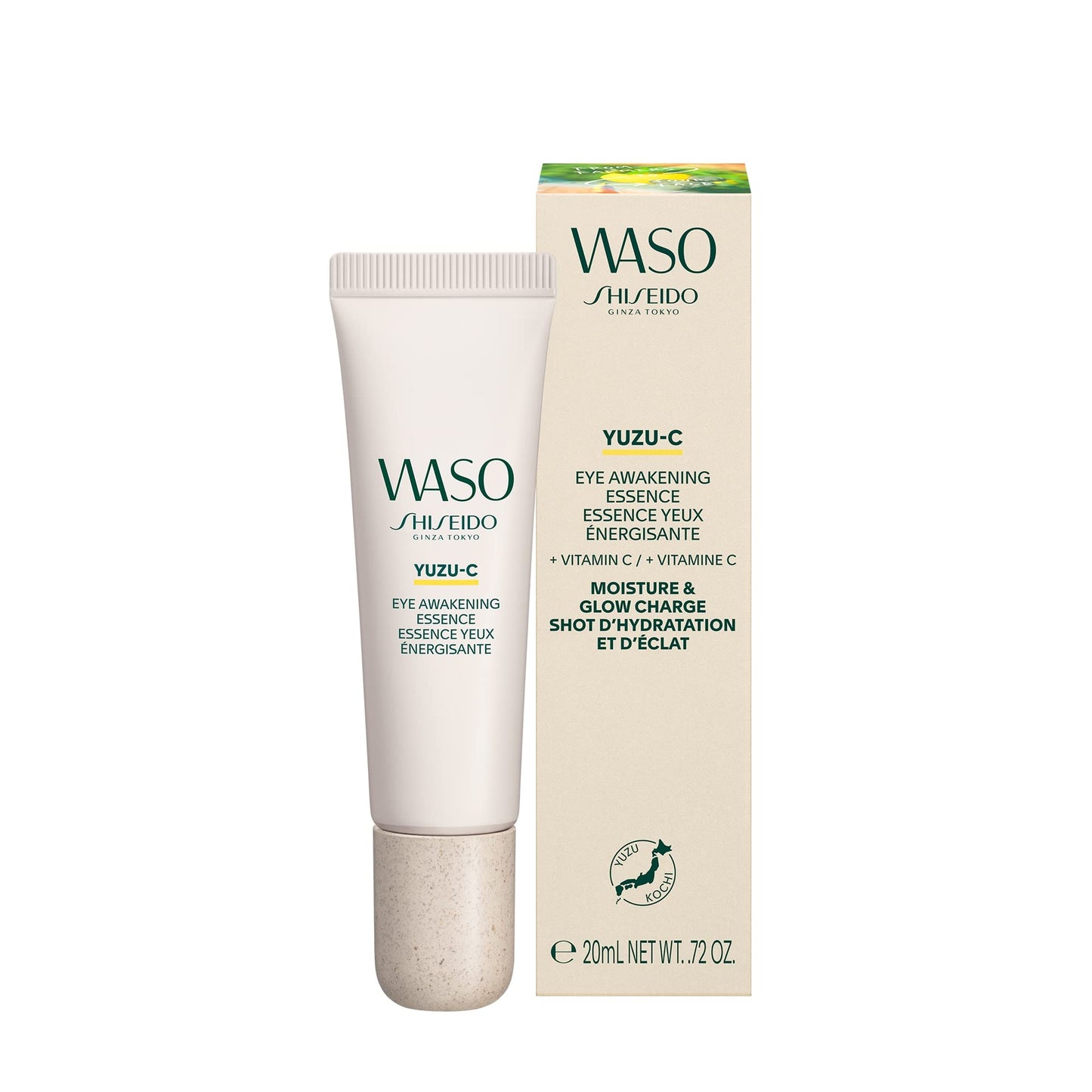 Shiseido Waso YUZU-C Eye Awakening Essence - 0.72 oz - Targets Dark Circles & Puffiness - With Vitamin C - 12-Hour Hydration - Vegan, Fragrance Free & Non-Comedogenic