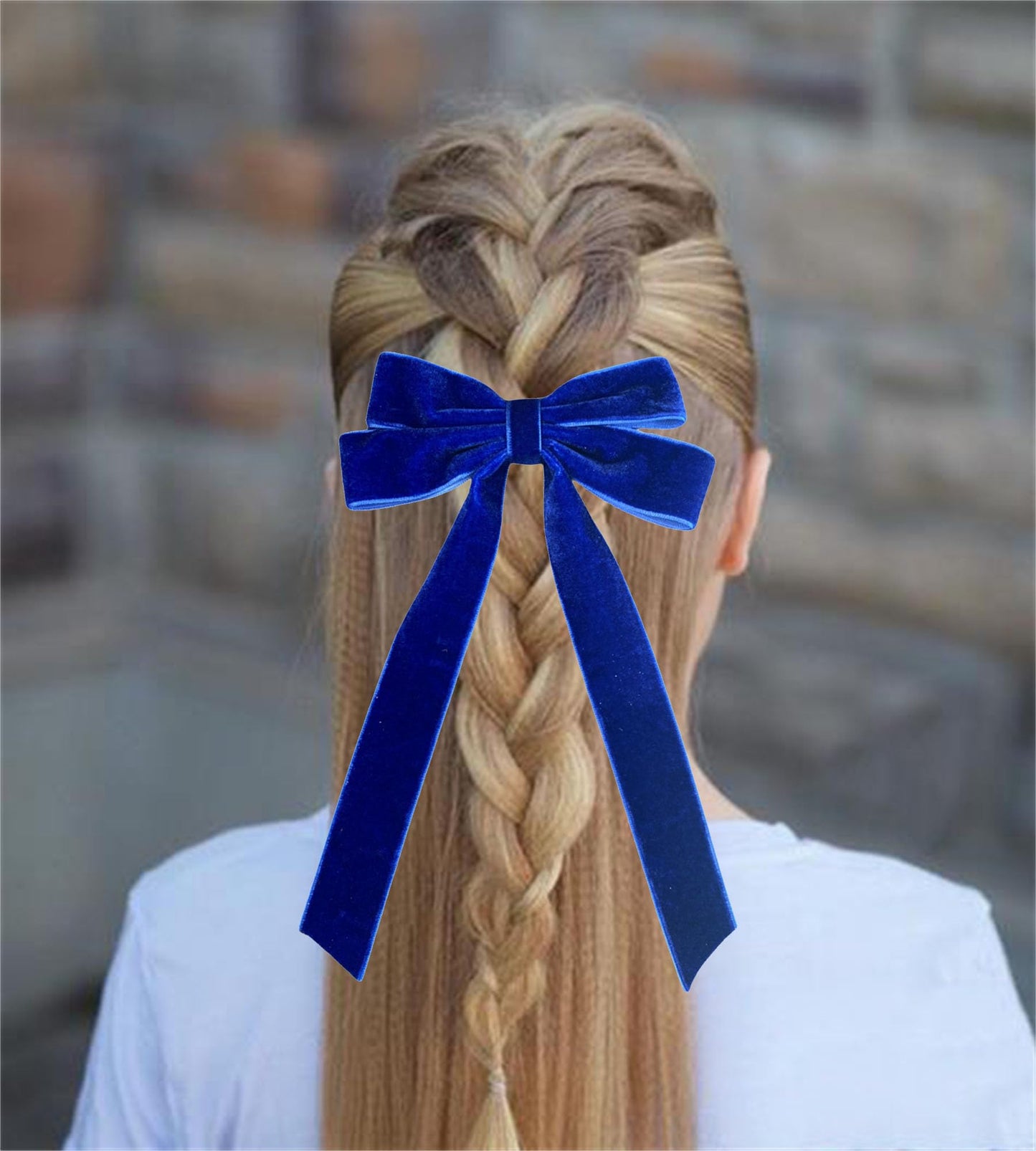 2Pcs Velvet Hair Bows Ribbon for Women Big Fall Alligator Clips Bowknot Hair Ponytail Holder Accessories for Women Girls Toddlers Teens Kids (Dark blue+Wine Red)