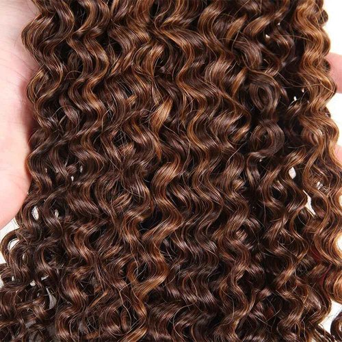 Brown Bundles Human Hair Highlight Bundles Dark Brown Curly Bundle 12 14 16 Inch Unprocessed Brazilian Remy Hair Extensions Ombre Chocolate Brown Bundle Hair Weave