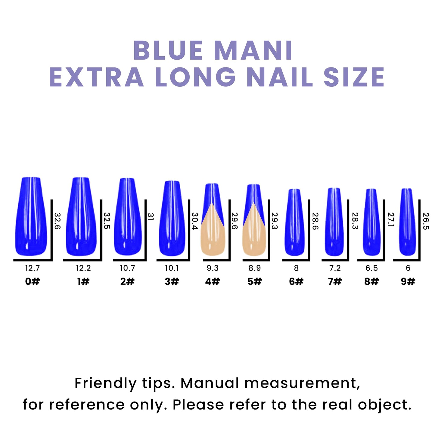 Allkem Press On Nails - Blue Mani Glossy Extra Long Ballerina 2 Set Bundle | 10 sizes - 20 pcs False Nails Full Cover Nail Kit with Glue