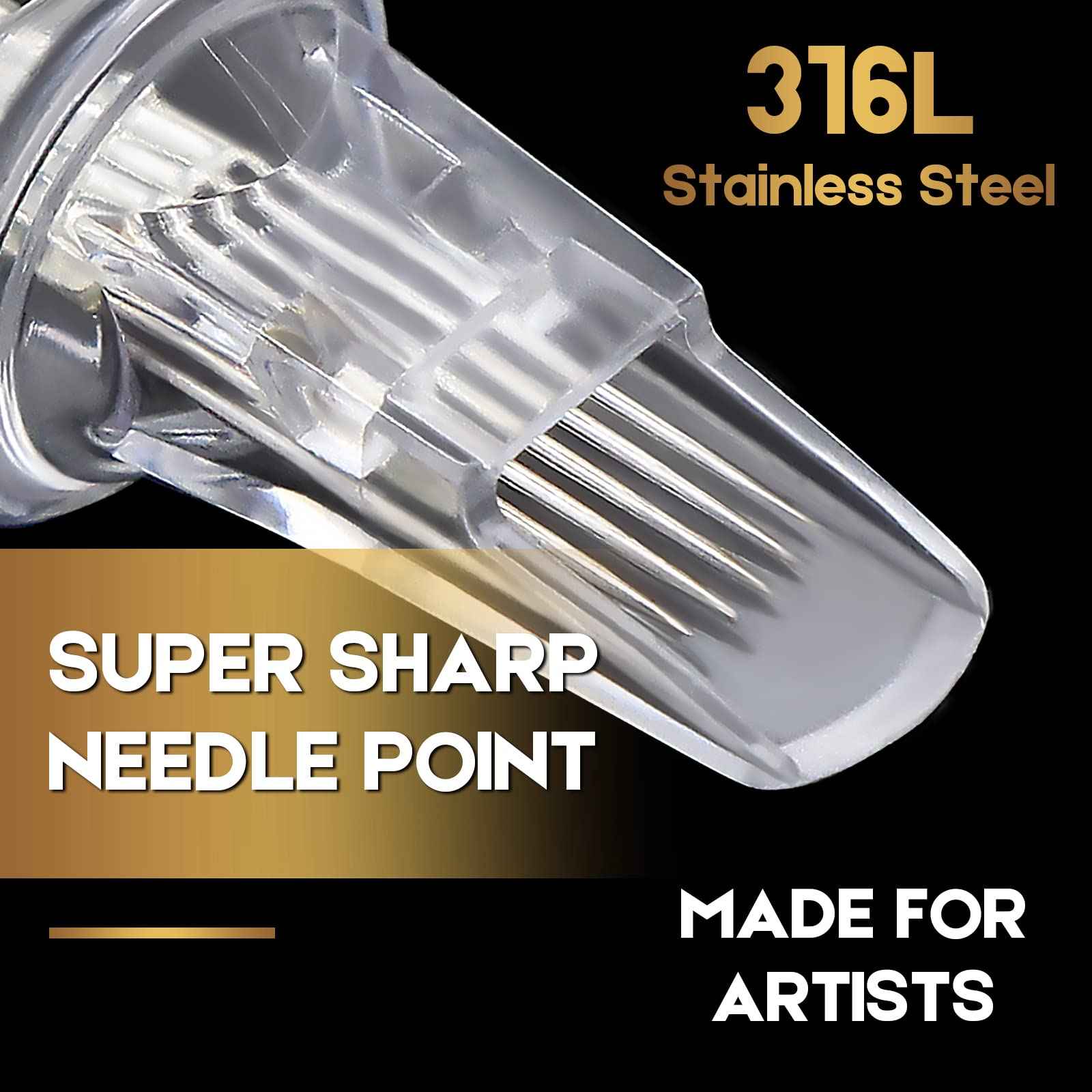 Jconly 100pcs Tattoo Cartridge Needles Mixed Size 3RL 5RL 7RL 9RL 3RS 5RS 7RS 9RS 7M1 9M1 for Line Shader Magnum…