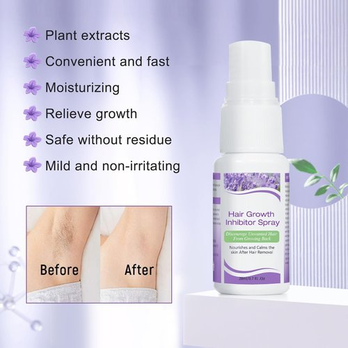 Hair Inhibitor for Face, Permanent Hair Growth Inhibitor Non-Irritating Stop Hair Growth for Body, Bikini, Arm, Armpit, Leg, Slows Hair Regrowth Lavender Flavor