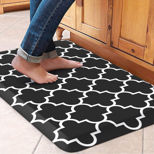 WISELIFE Anti Fatigue Floor Mat - 4/5 Inch Kitchen Mat Non Slip Waterproof Heavy Duty Ergonomic Comfort Mat Durable for Home, Office, Sink, Laundry,(17.3" x 28", Black)