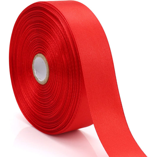 Nsilu 1 inch, Red Ribbon for Gift Wrapping 50 Yards Perfect Wedding Party Wreath Sewing DIY Hair Accessories Decoration Floral Hair Balloons Other Projects