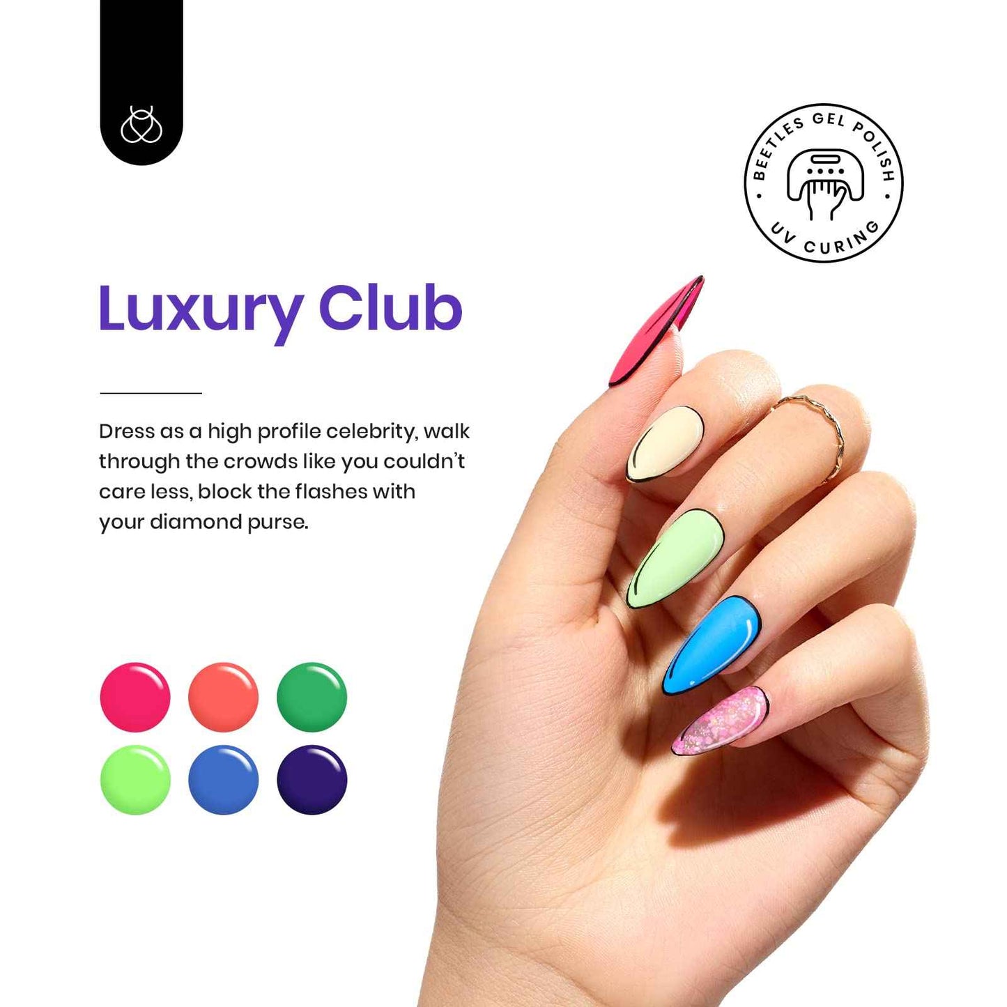 beetles Gel Polish 20 Colors Gel Nail Polish Luxury Club Collection with 1 Pcs 15ml White Color Soak Off Gel Polish with Glossy & Matte Top Coat and Base Coat, Red Green Soak Off Shiny Blue Glitter