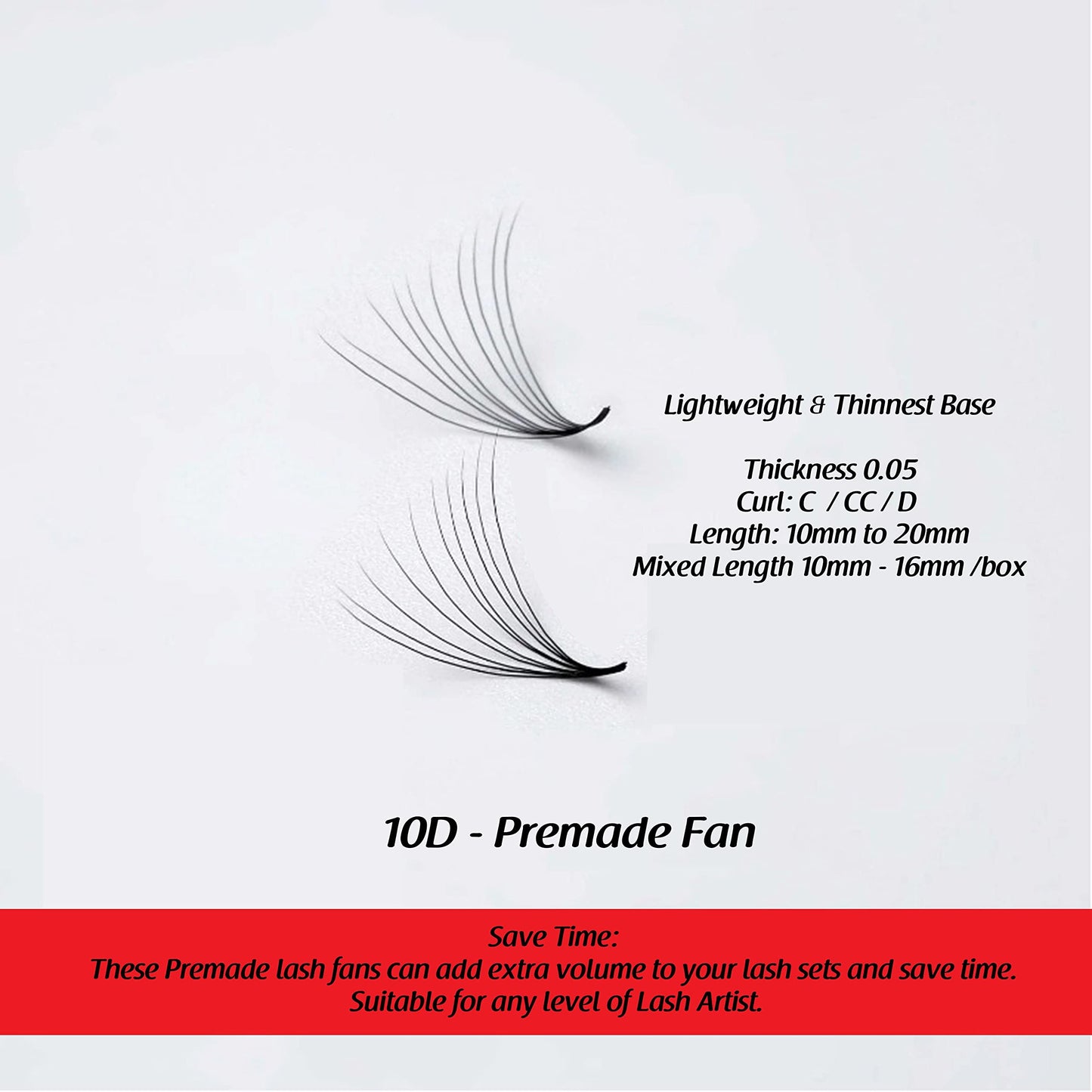 THE LASH SUPPLY 1000fans 3D 4D 5D 6D 7D 8D 10D 12D 14D Wispy Premade Fan Eyelashes, C/CC/D Curl, 8-20mm Length, 0.03/0.05/0.07 Thickness, Promade Loose Eyelash Extension Fans, Mixed Length Pack