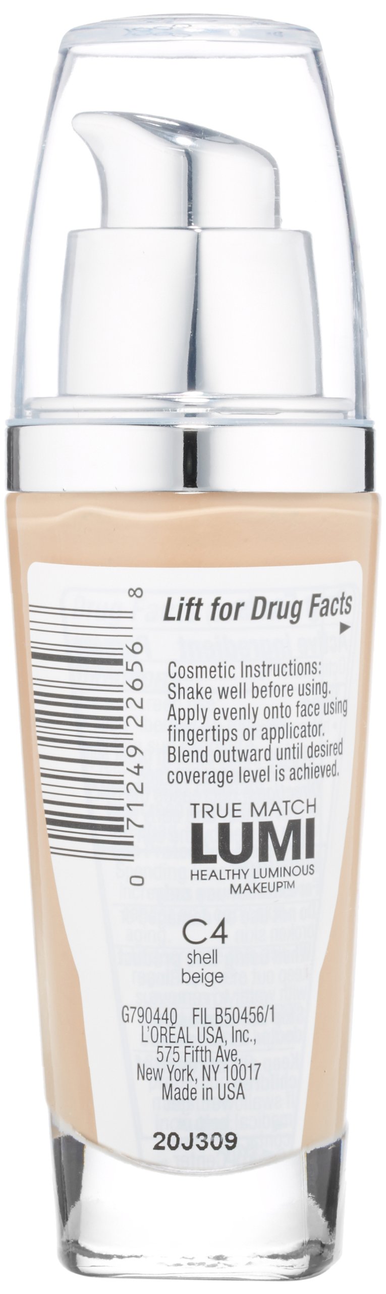 L'Oréal Paris True Match Lumi Healthy Luminous Makeup, C4 Shell Beige, 1 fl. oz.