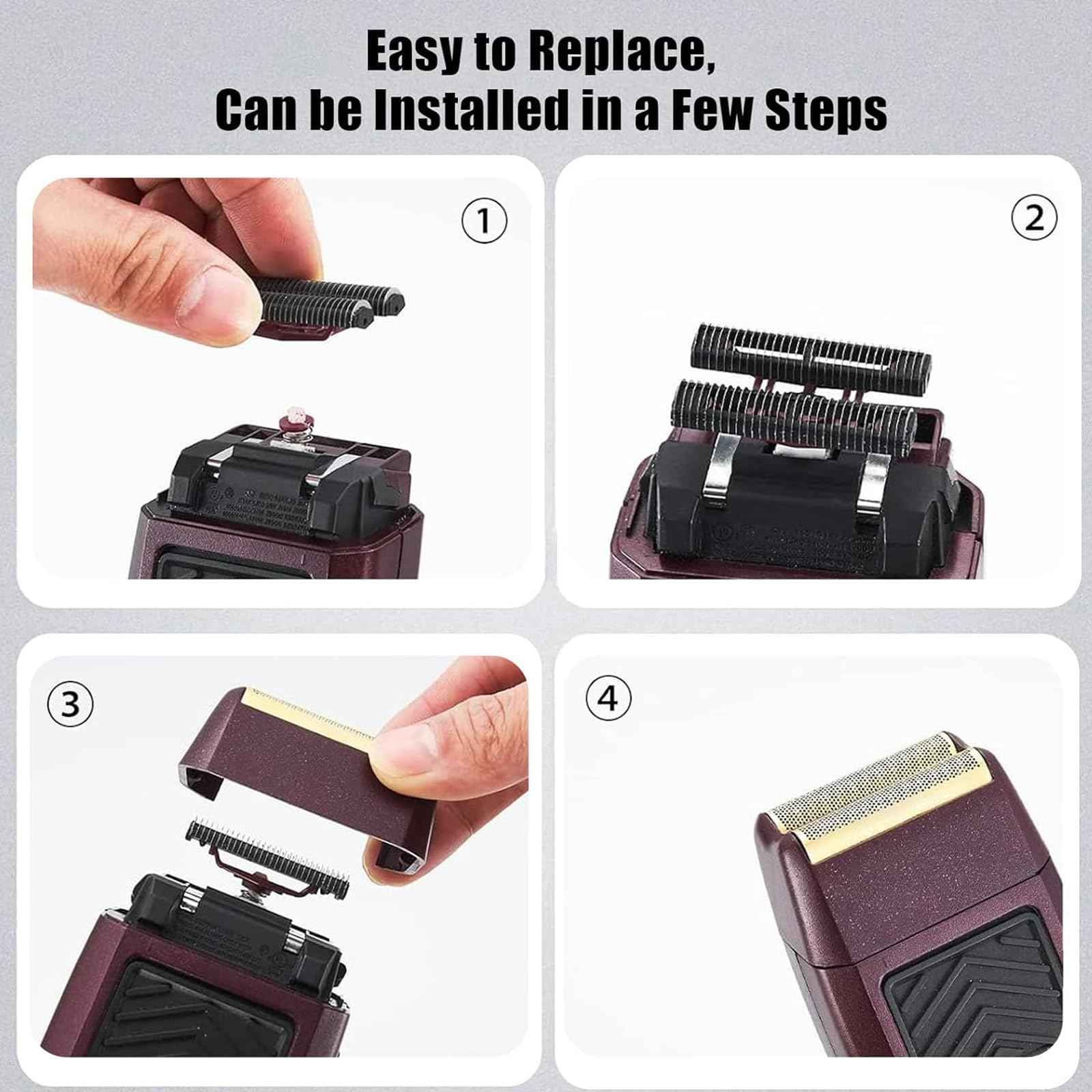 2 Pack Professional 5 Star Series Finale Shaver Replacement Foil and Cutter Bar Assembly Compatible With Wahl Shaver Foil 7031-100, 7043-100 Super Close Shaving Replacement Heads， (Black)