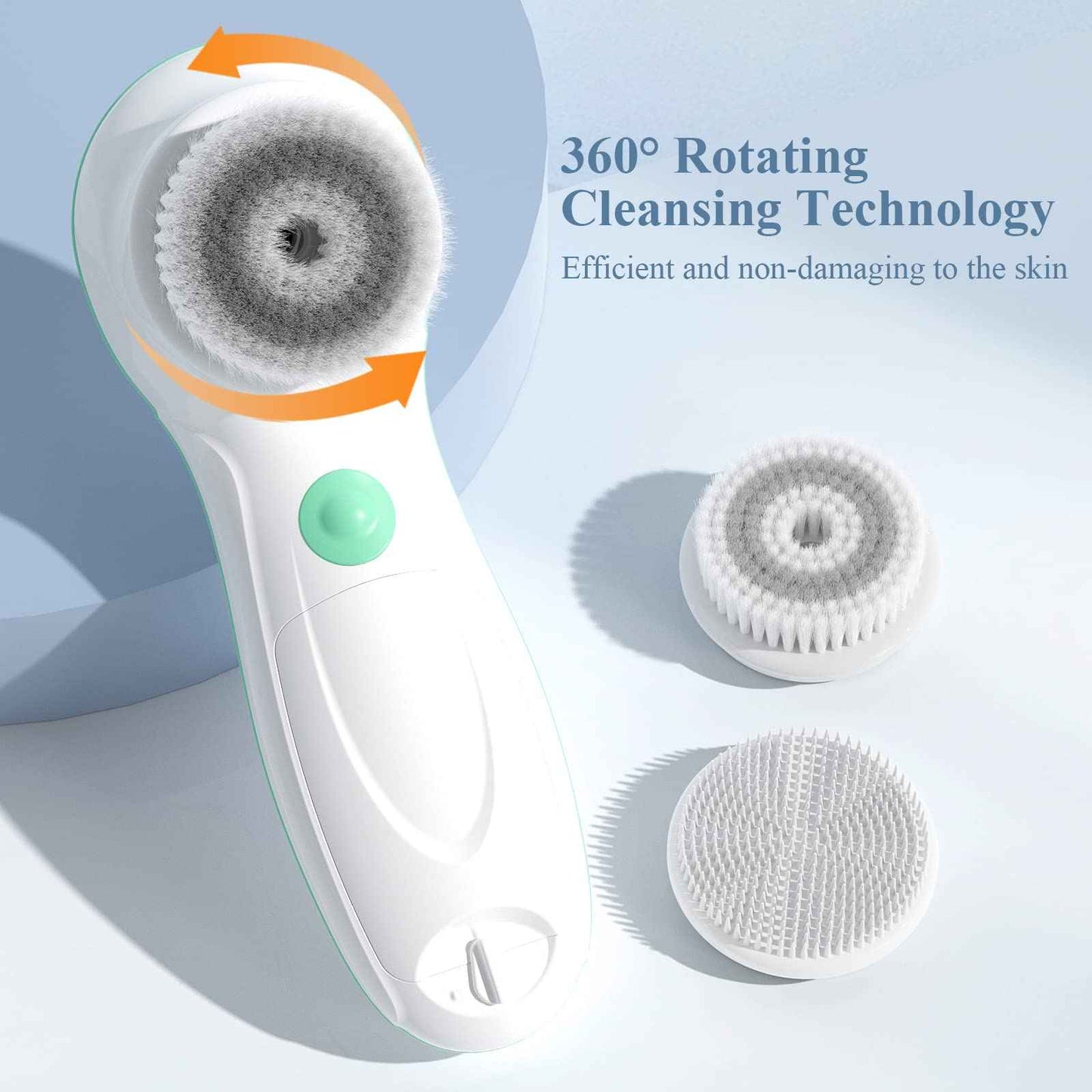 TOUCHBeauty Facial Cleansing Brush Electric, Face Cleansing Brush with Stand, 3 Brush Heads, 2 Speeds, IPX5 Waterproof, Battery-Powered, Suitable for All Skin Types, TB-0759D