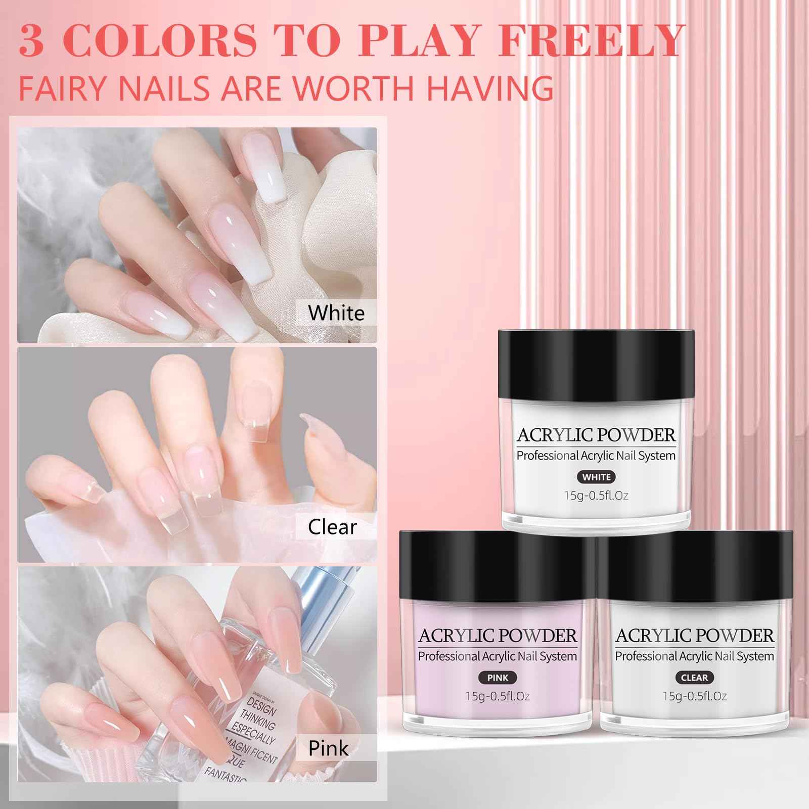 Nail Practice Hand for Acrylic Nail Kit, Fake Nail Mannequin Hand for Nails Practicing, Nail Training Finger with Acrylic Nail Kit Powder Nail Art Tools Professional Nail Starter Set