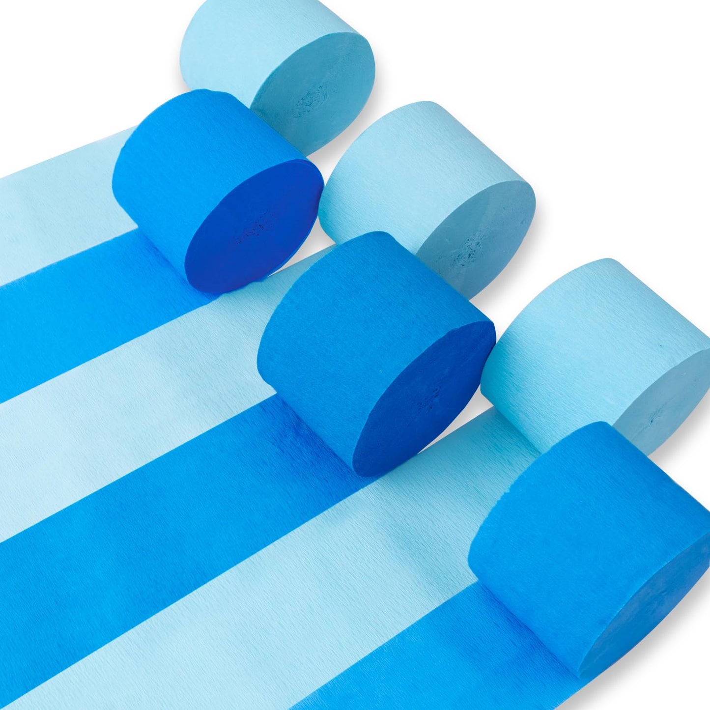 PartyWoo Crepe Paper Streamers 6 Rolls 492ft, Pack of Crepe Paper in Sky Blue and Light Blue, Crepe Paper for Birthday Decorations, Party Decorations, Baby Shower Decorations (1.8 in x 82 Ft/Roll)