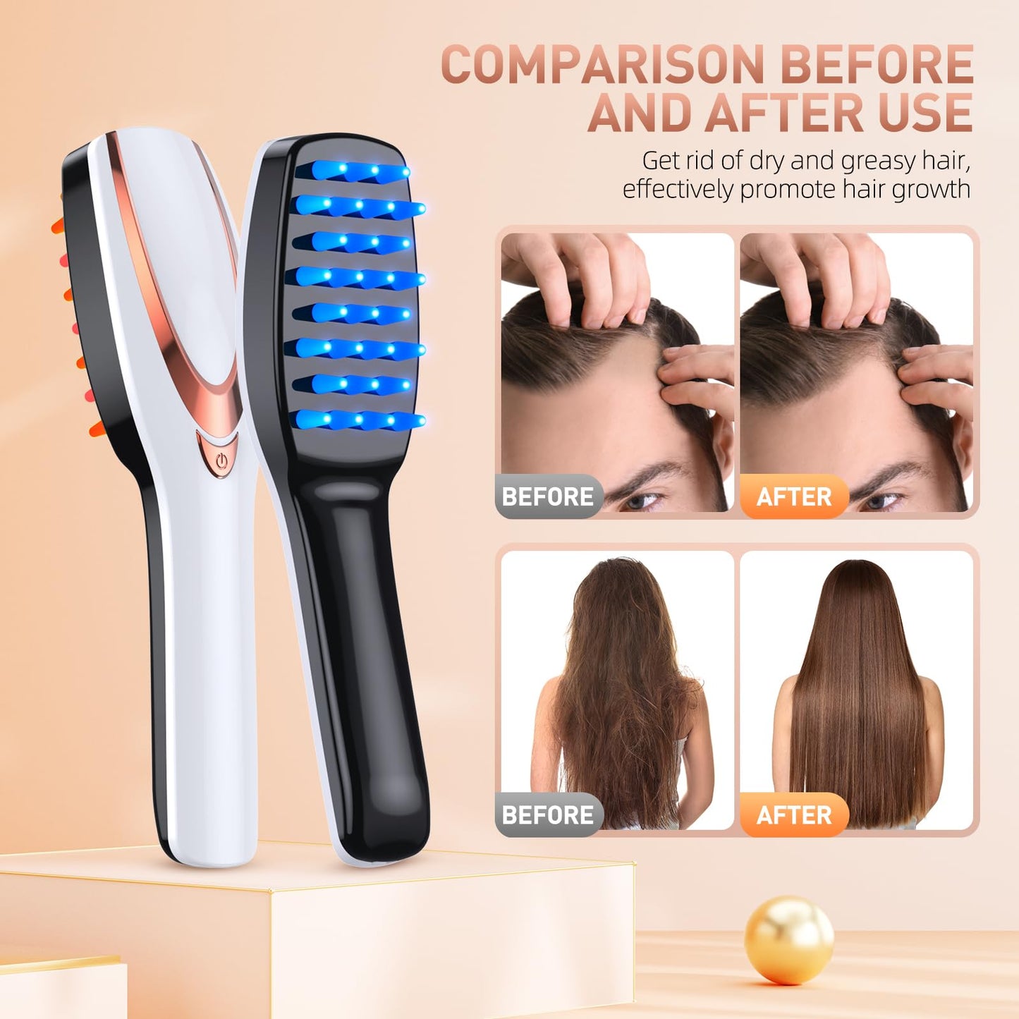 Laser Hair Growth Comb, Professional Laser Comb System(No LEDs), Electric Scalp Massager for Hair Growth, Thinning Hair Treatment, Intensive Hair Brush for Anyone