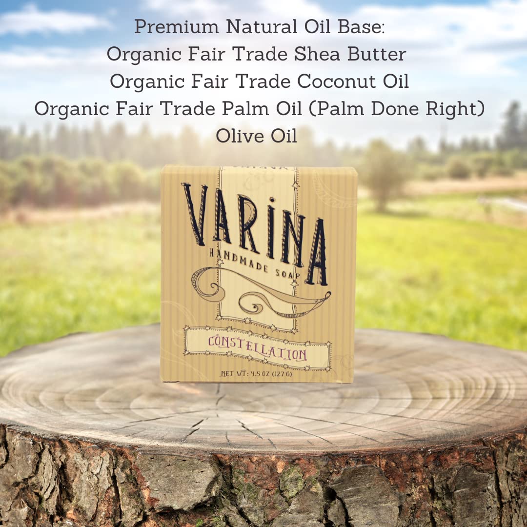 Varina Natural Constellation Bar Soap - Gentle Cleansing for Sensitive Skin, Sweet and Vanilla - 3 Pack