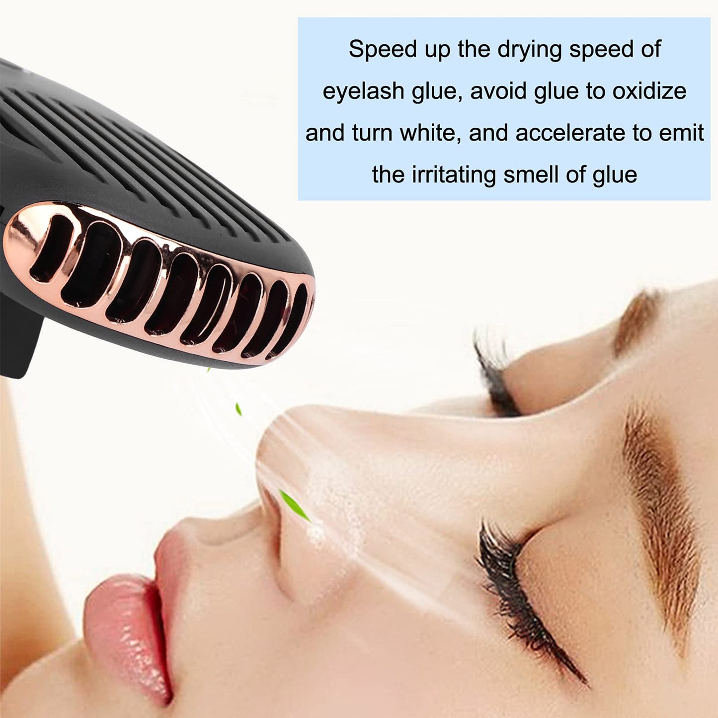 FILFEEL Eyelash Fan for Lash Extensions Multi‑Functional Portable Handheld USB Fan Bladeless Rechargeable Air Conditioning Cooling Fan for Eyelash Extension Glue Dryer Fan(Black)