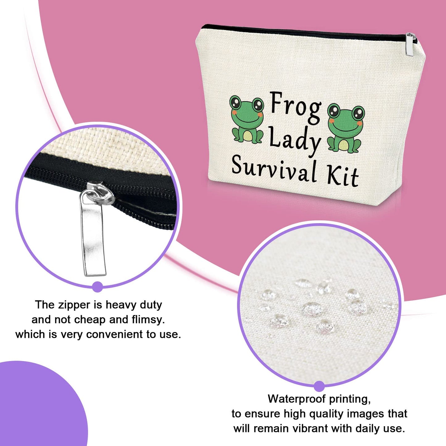 Sazuwu Frog Lady Gifts Frog Lover Gifts for Girl Makeup Bag Animal Lover Gift Birthday Gifts for Friend Female Cosmetic Bag Friendship Gifts for Women Christmas Gifts for Her Travel Pouch