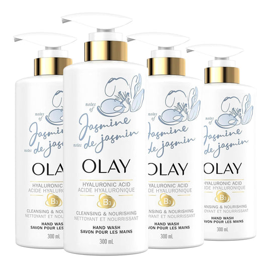 Olay Cleansing & Nourishing Hand Wash with Vitamin B3 + Hyaluronic Acid, 10.1 Fl Oz (Pack of 4)