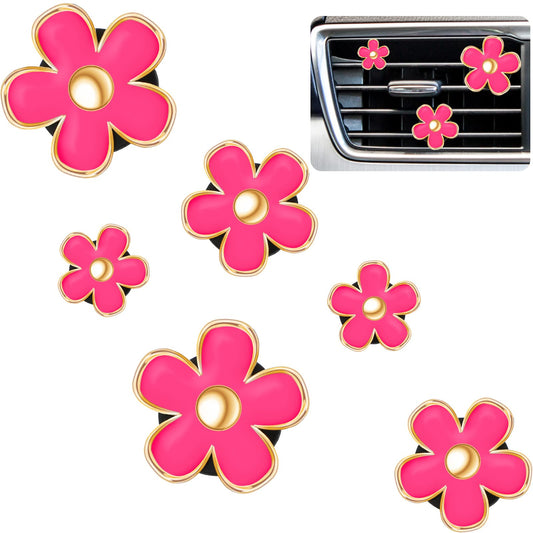 Frienda 6 Pcs Daisy Flower Air Vent Clip Air Freshener Outlet Clip Car Air Conditioning Clip Charm Car Inter Decor(Red, 2.5 cm, 3 cm, 3.3 cm)