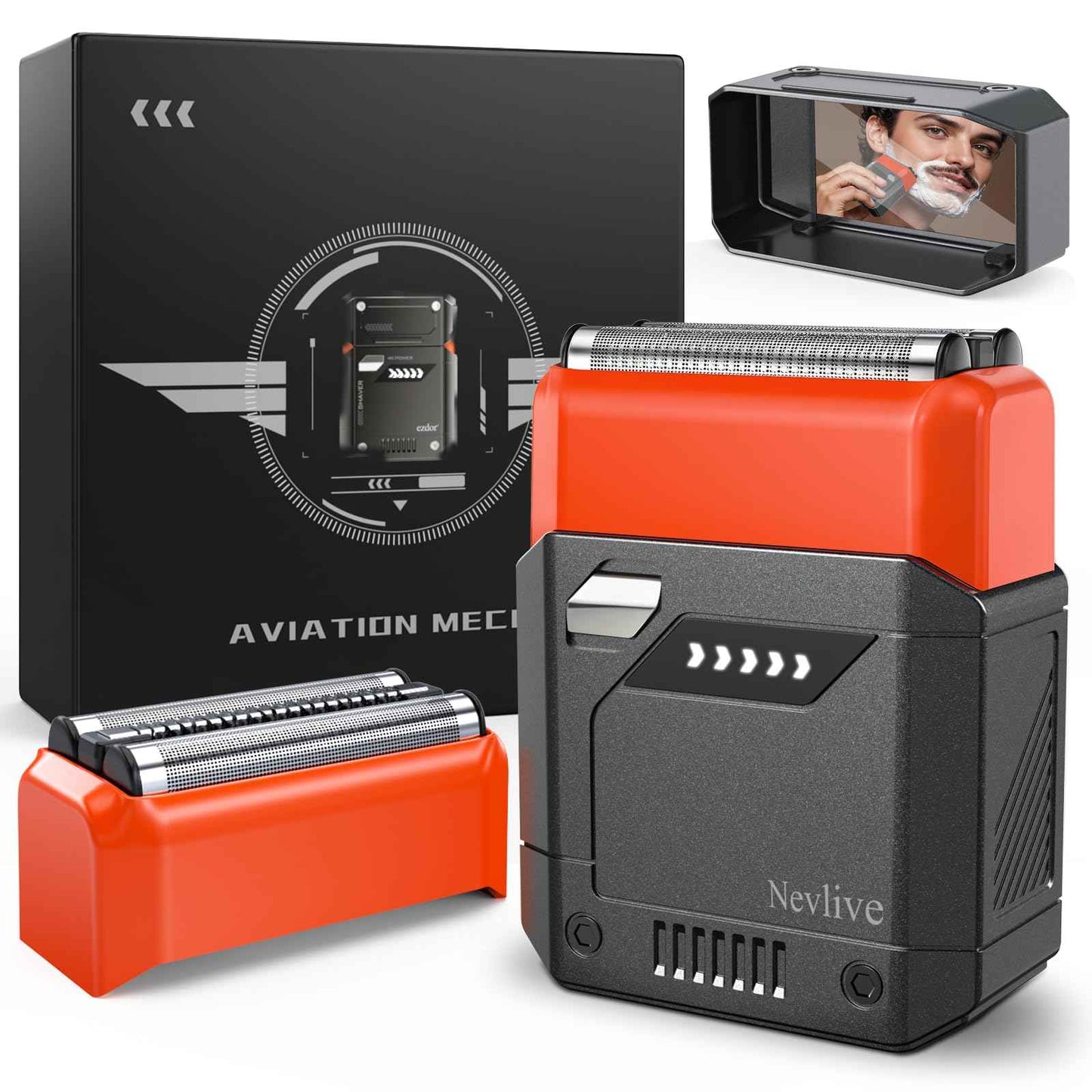 Foil Electric Shaver for Travel USB-C Fast Charging, IPX7 Waterproof Cordless Razor, Portable Face Shaver with Travel Case & Replacement Head, Compact Men’s/Grooming Design