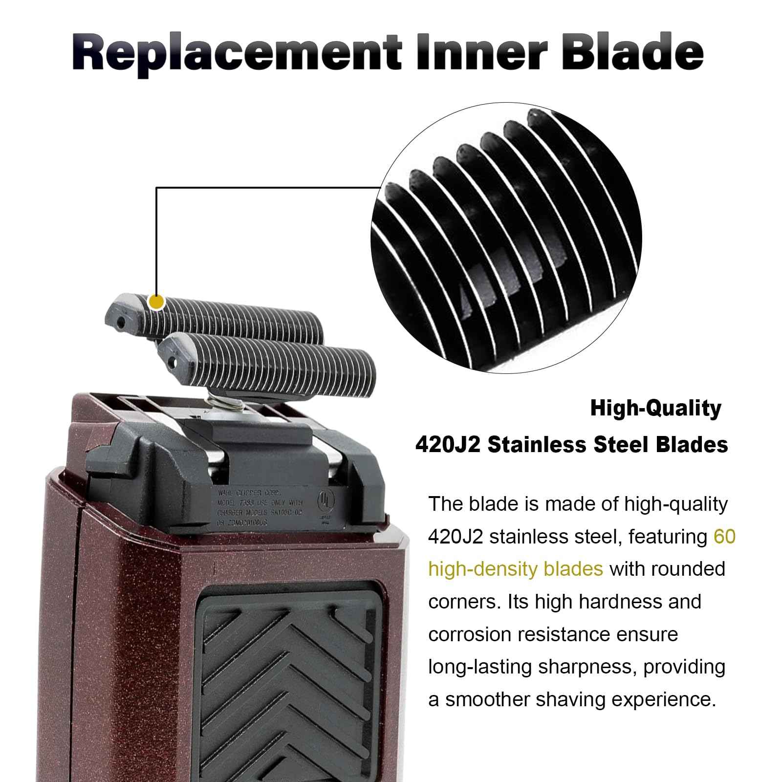 Finale Blades Shaver Replacement Compatible with wahl 5-Star Shaper (#8061-100) and Finale (#8164),Fit for 7031-100 7043-100 Foil Shaver Blade Inner Cutter Bar, Razor Blades, 2 Sets