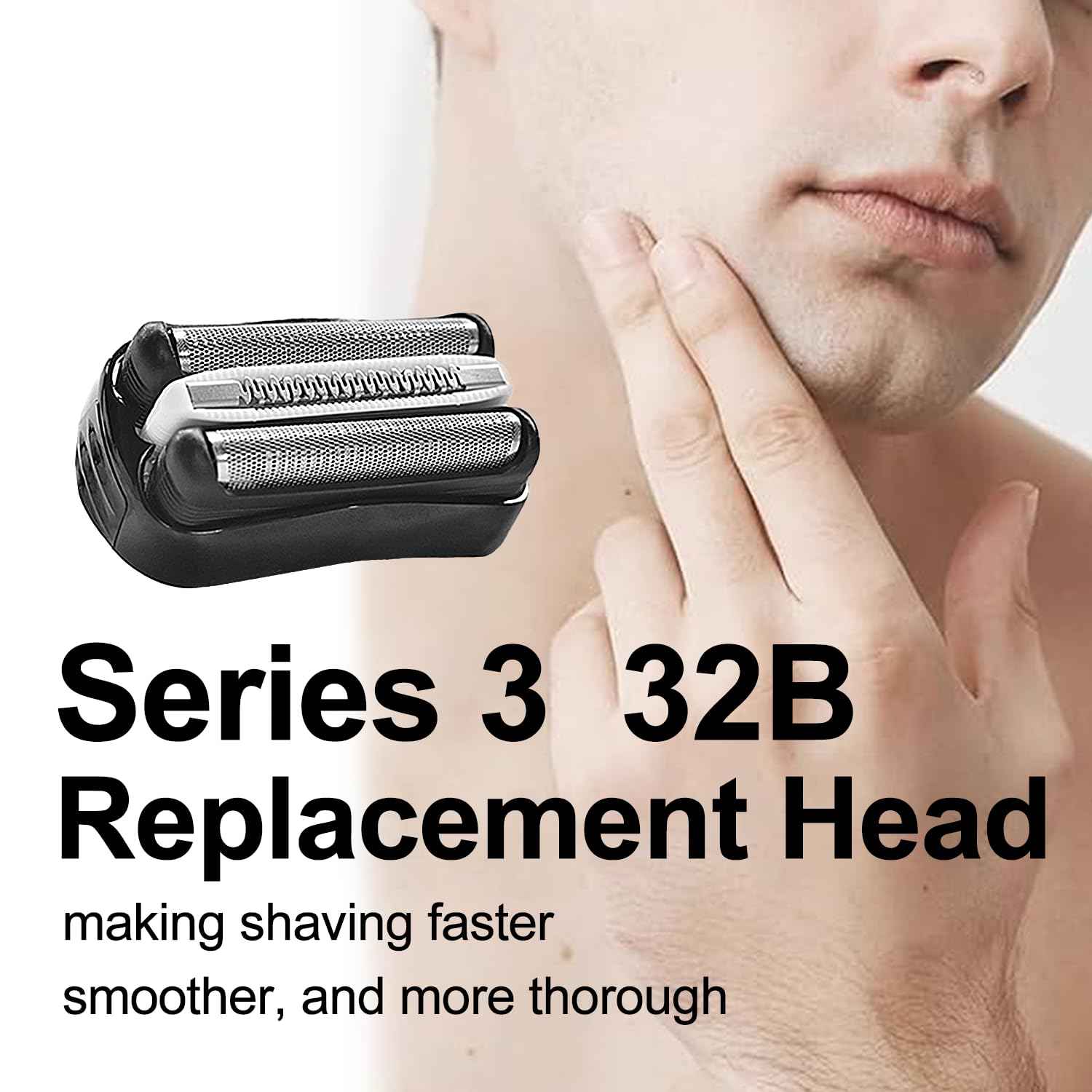 Series 3 32B Electric Replacement Shaver Head Accessories blade Compatible with Braun Series 3 Foil Shaver Replacement Heads S3 3040s 3080s-4 370cc 3070cc 3000s 3010, 3090cc Etc (2PACKS)