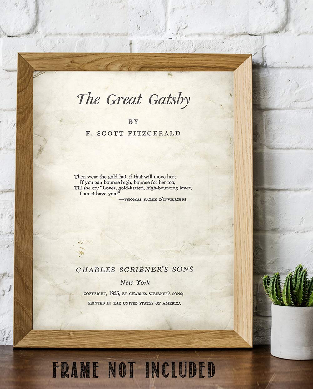 The Great Gatsby Title Page - 11x14 Unframed Typography Book Page Print -Great Gift and Decor for F. Scott Fitzgerald and Literary Art Fans Under $15?