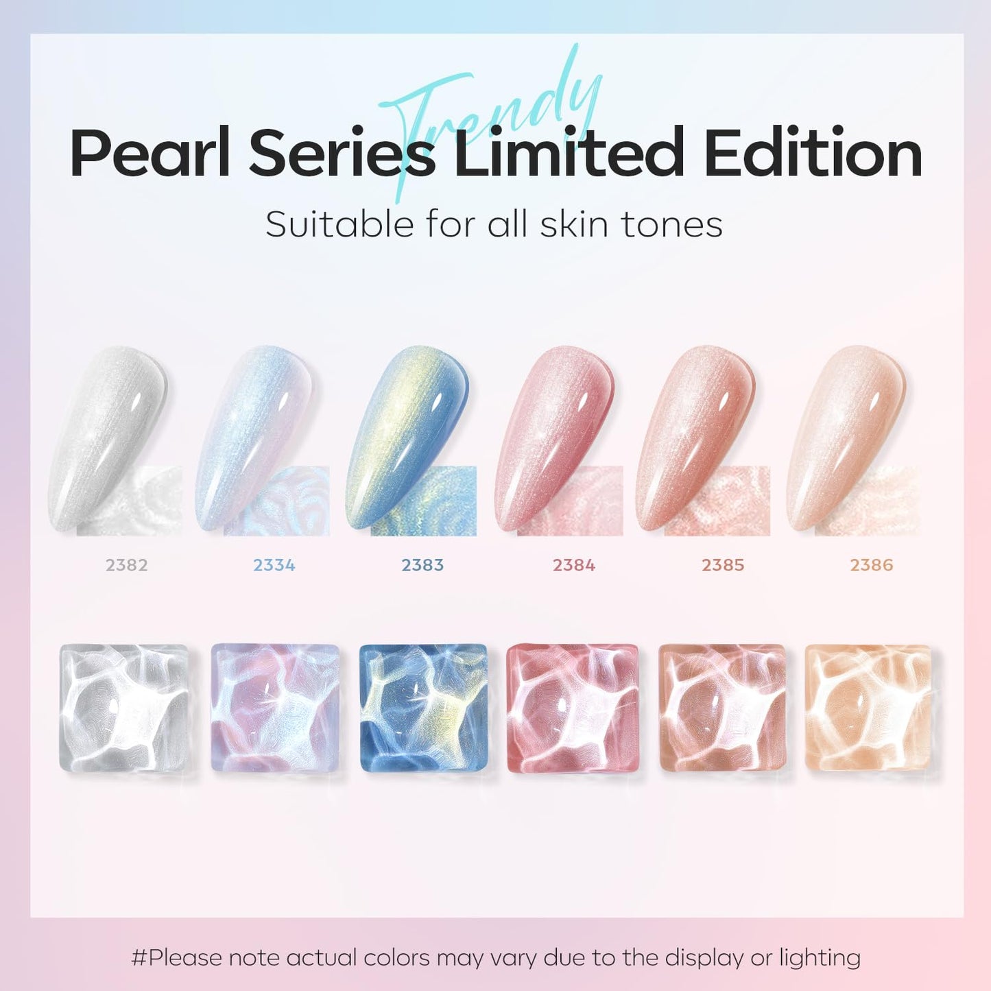 modelones Pearl Gel Nail Polish, 6 Colors Shimmer Glitter Iridescent White Nude Blue Pink Mermaid Nail Drawing Soak Off Gel Polish Swirl Shell Thread Effect Gift DIY at Home with Dotting Pen