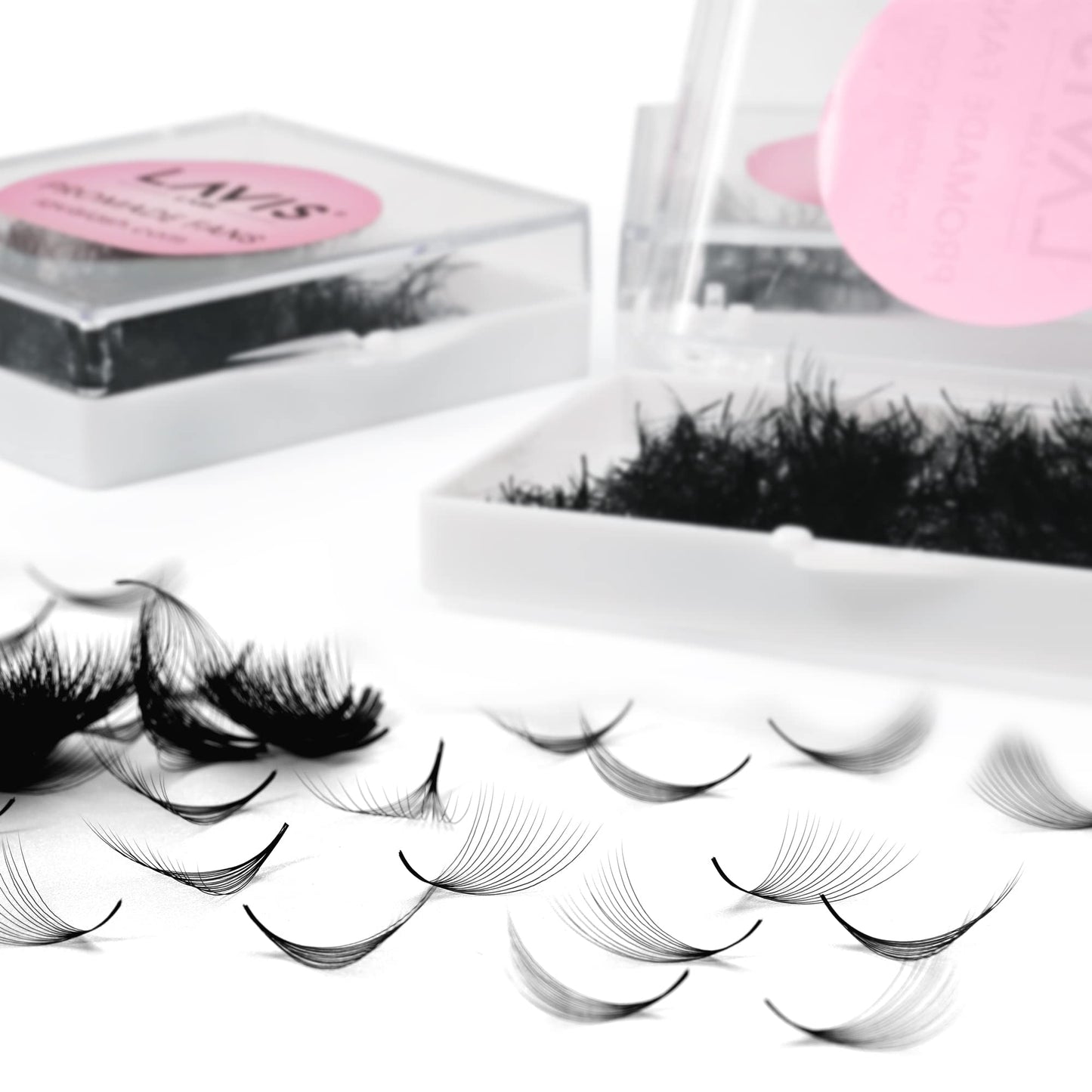 LAVISLASH 500 Promade Fans Eyelash Extension | Handmade Loose Volume Lash | Mutiple Options 3D-8D/10D/12D/14D/16D Fans | 0.03/0.05/0.07mm Thickness | C/CC/D Curl | 8-16mm Length(14D-0.03-C-14mm)