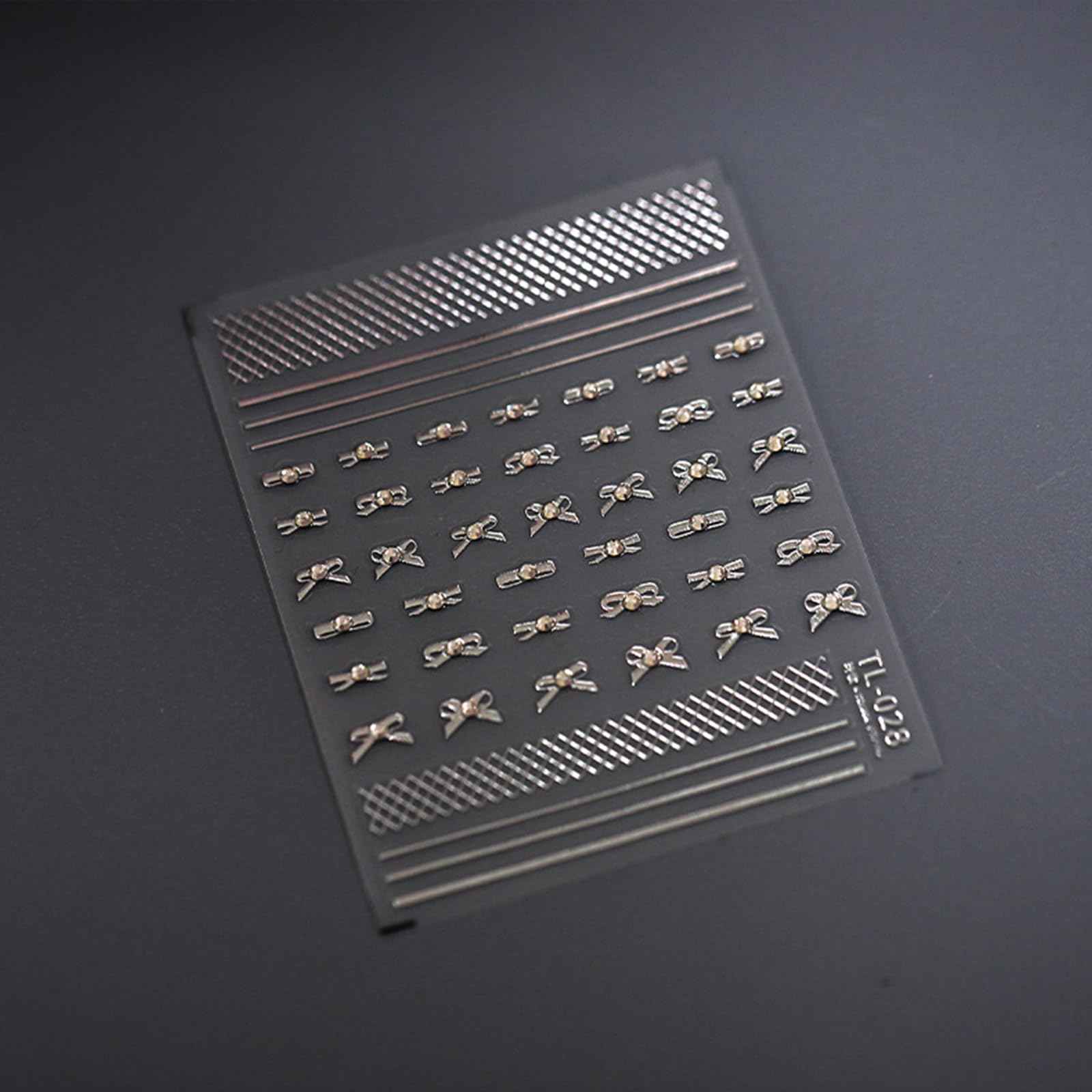 Bowknot Nail Art Stickers 5D Emboss Silver Gold Metal Nail Decals Self-Adhesive Luxury Bling Rhinestone Bow Tie Line Nail Accessories DIY Nail Designs for Women Girls Acrylic Nails Decoration 2 Sheets