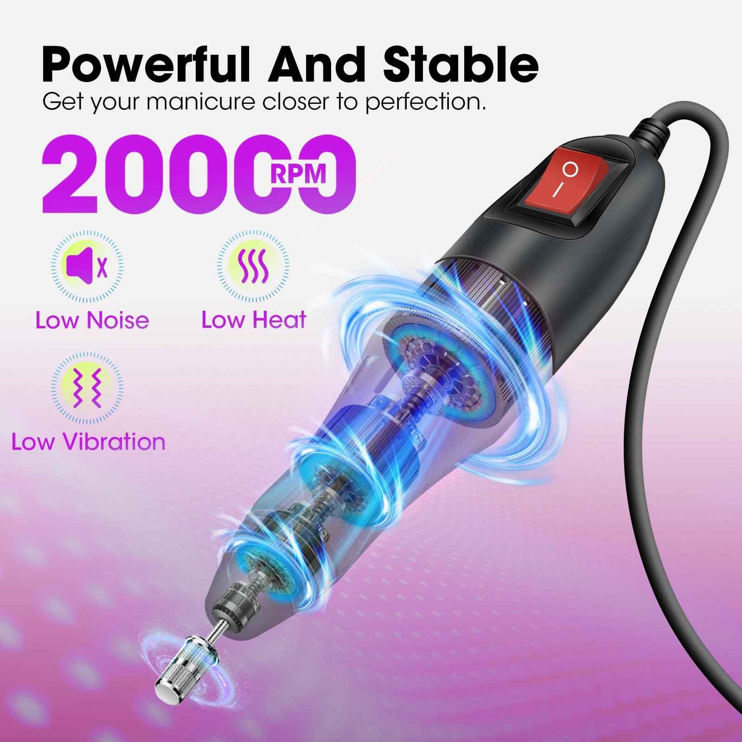 LAVAED Professional Electric Nail Drill Machine and Electric Callus Remover for Feet Waterproof Rechargeable Pedicure Kit