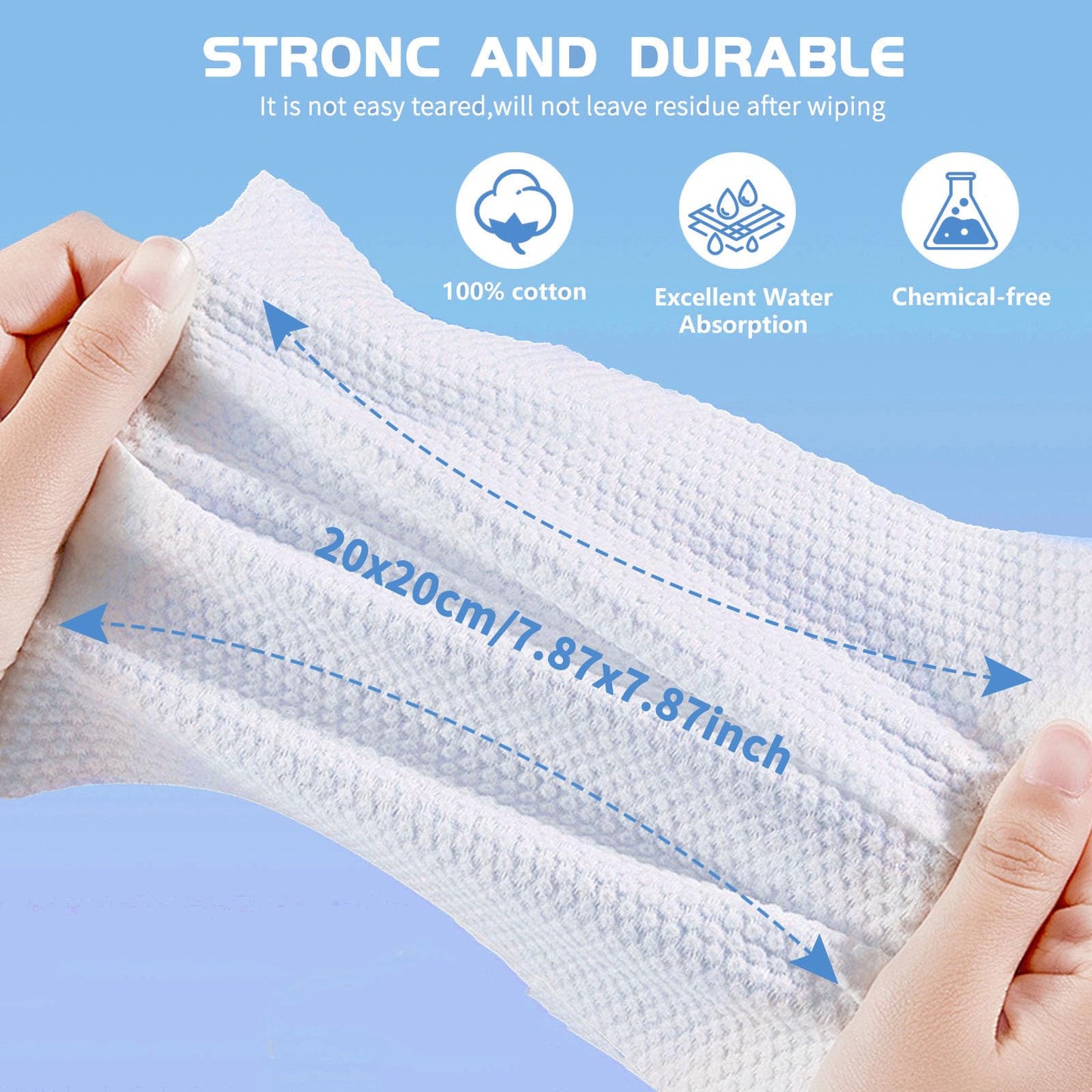 Cotton Facial Dry Wipes 100 Count, Deeply Cleansing Disposable Face Towel Wash Cloth, Multi-Purpose for Skin Care, Make-up Wipes, Face Wipes and Facial Cleansing (2 Pack)