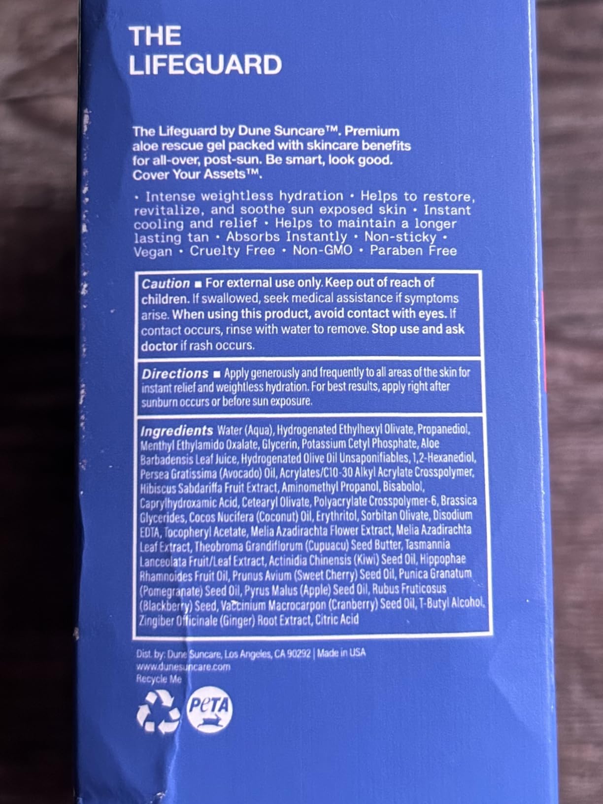 DUNE SUNCARE - The Lifeguard - Miracle Rescue Aloe Vera Gel for All-Over Sunburn Relief, Instantly Cooling, Hydrating Moisturizer, Non-Sticky, Fragrance Free (8.4 Fl Oz)