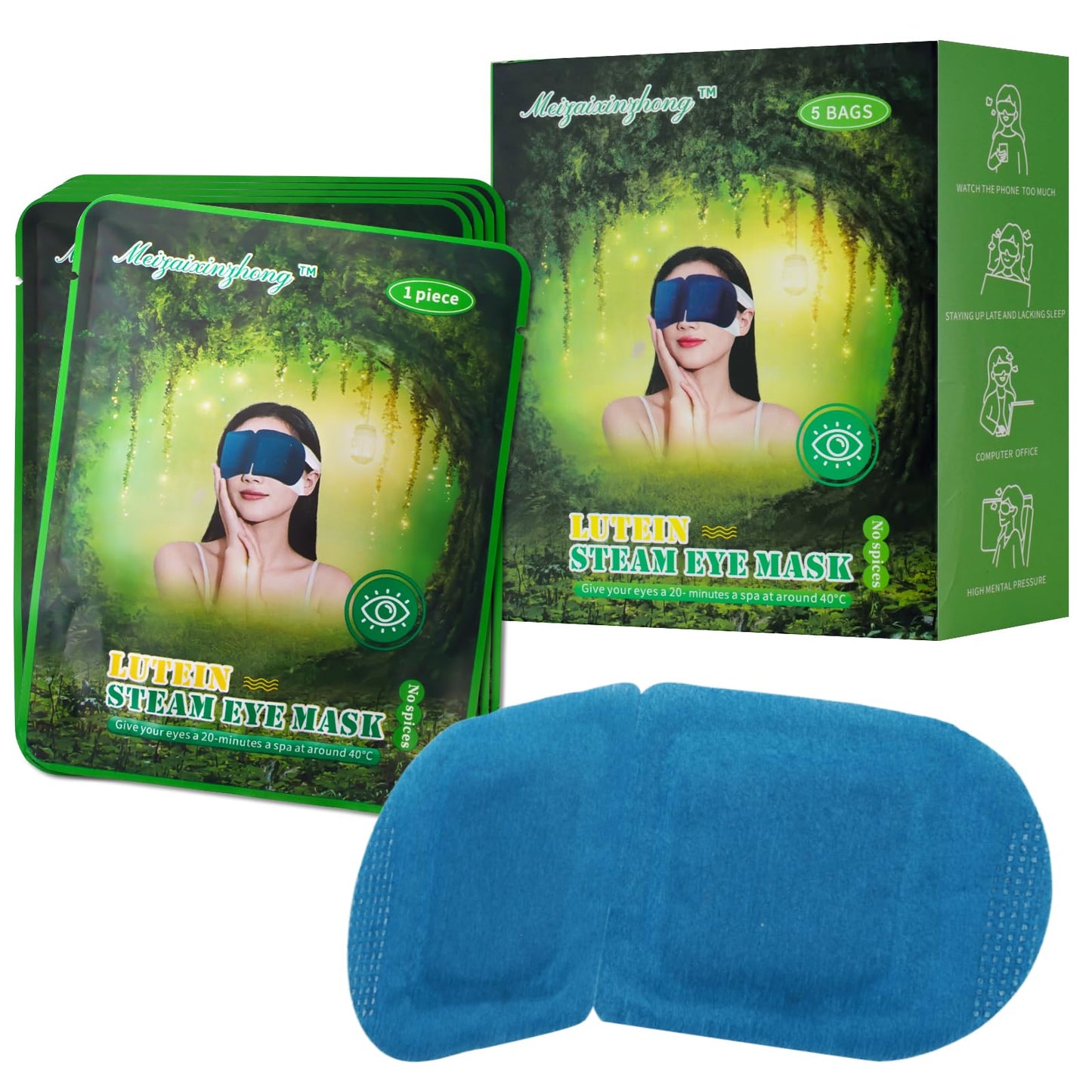 5PCS Steam Eye Mask, Relieve Eye Fatigue, Can be Used for Eye Relaxation, Jet Lag or Insomnia, Disposable Heated Steam Eye Mask, Rich in Nutrients Heated to Promote Absorption (Fragrance-Free)