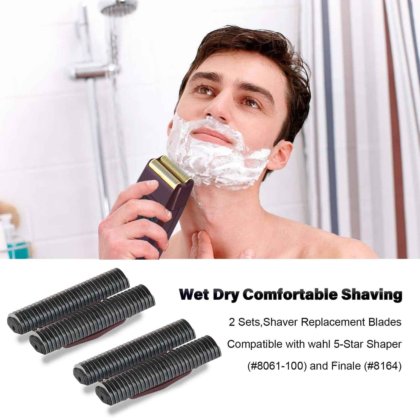 Finale Blades Shaver Replacement Compatible with wahl 5-Star Shaper (#8061-100) and Finale (#8164),Fit for 7031-100 7043-100 Foil Shaver Blade Inner Cutter Bar, Razor Blades, 2 Sets