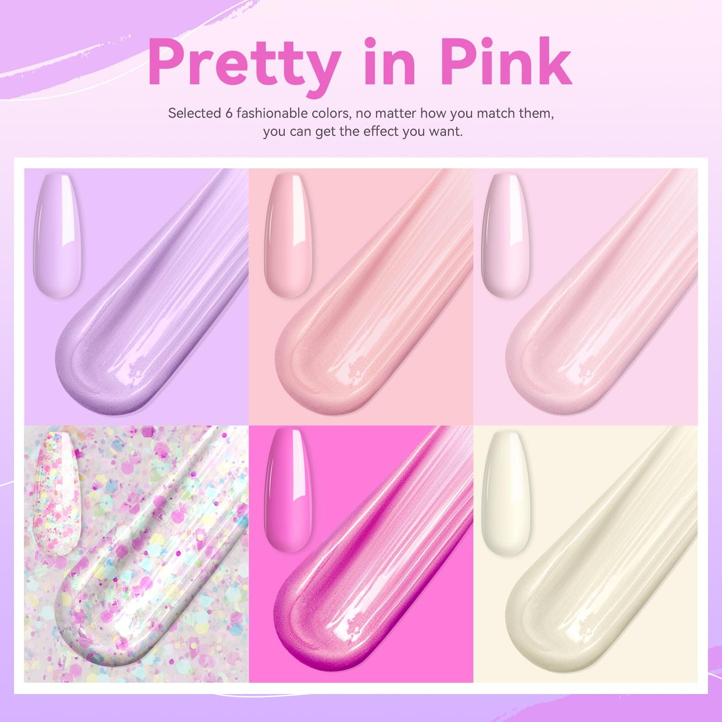 Vrenmol Poly Gel Nail Kit Starter Kit: 6 Colors Pink Purple Poly Extensions Gel Kit Builders Hard Gel Long-Lasting Manicure Kit Nail Lamp Fast Cure No Lifting Beginner Set