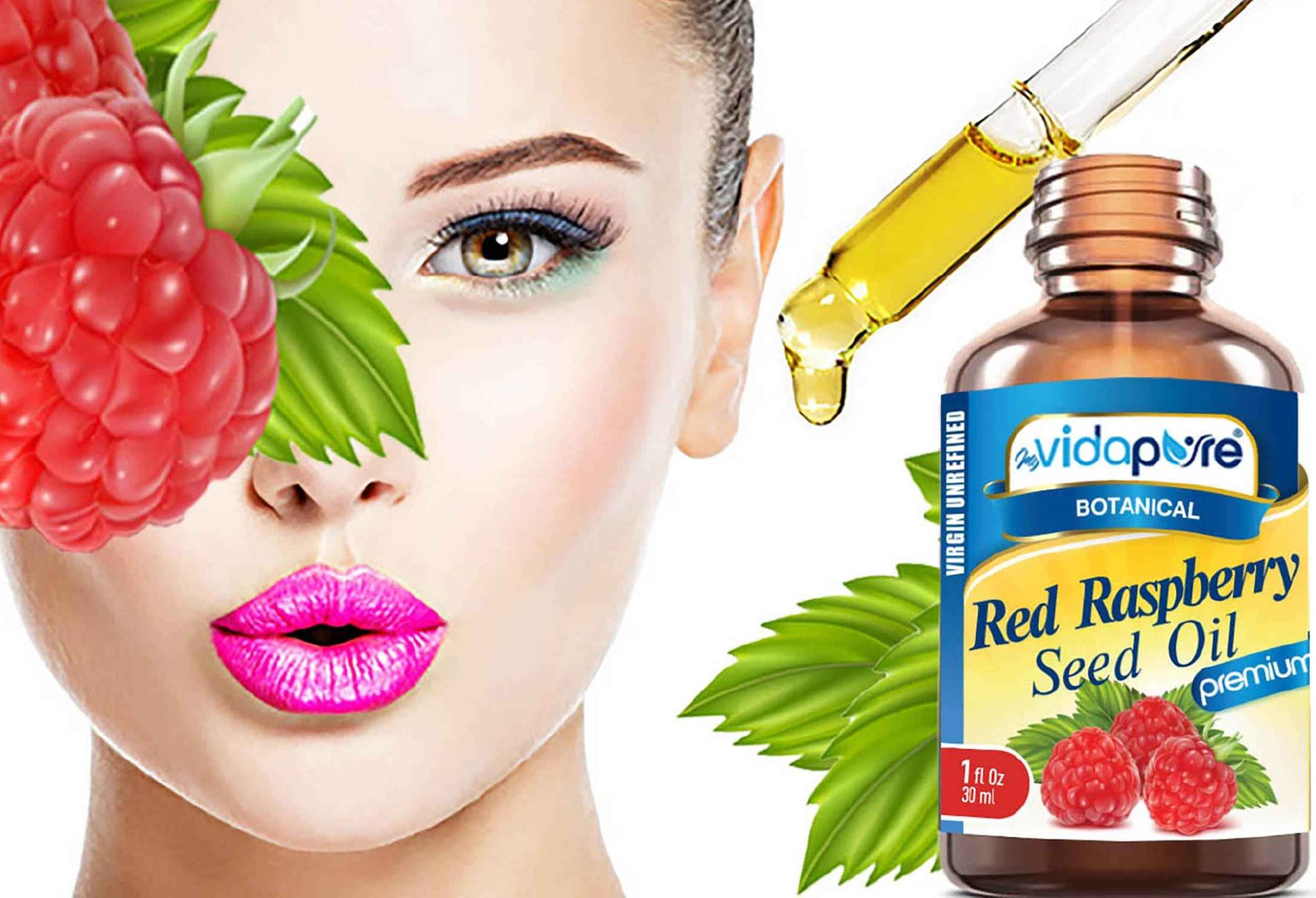 MYVIDAPURE RED RASPBERRY SEED OIL Rubus idaeus WILD GROWTH RAW 100% Pure VIRGIN UNREFINED Undiluted for Skin, Face, Hair, Lip and Nail Care. (1 Fl Oz)