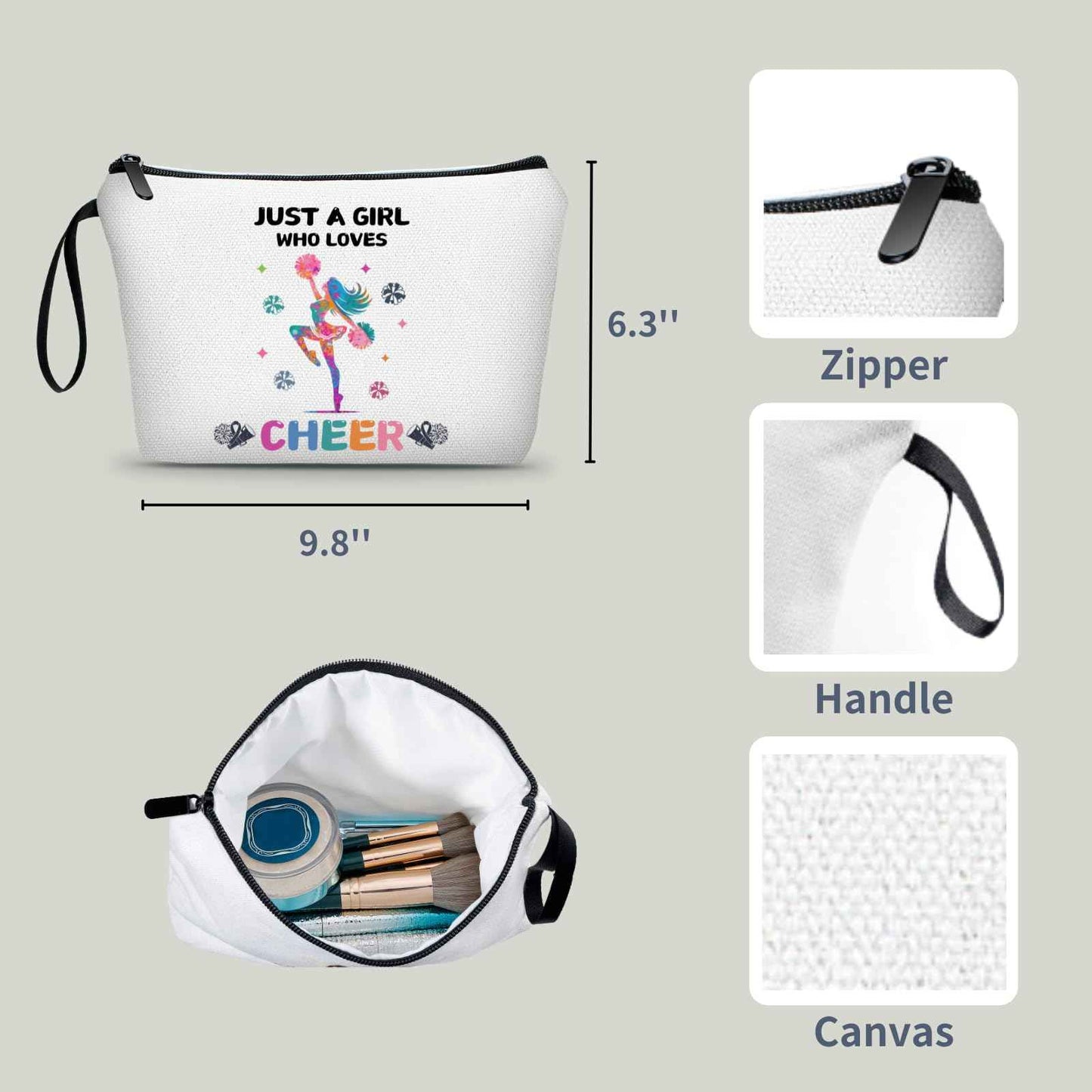 ARIOSEY Cheer Makeup Bag, Multicolour, Cheerleader Gift, Travel Organizer