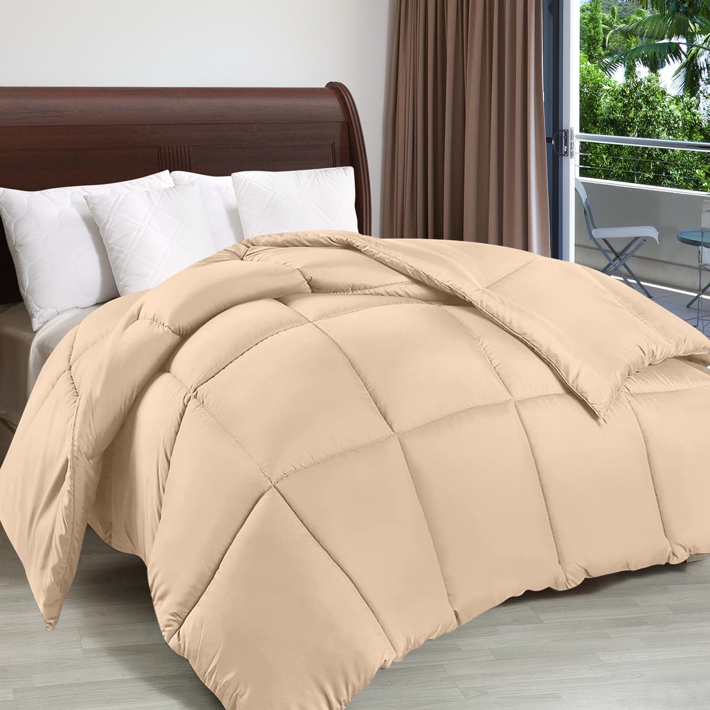 Utopia Bedding Comforter Duvet Insert, Quilted Comforter with Corner Tabs, Box Stitched Down Alternative Comforter King (Beige)