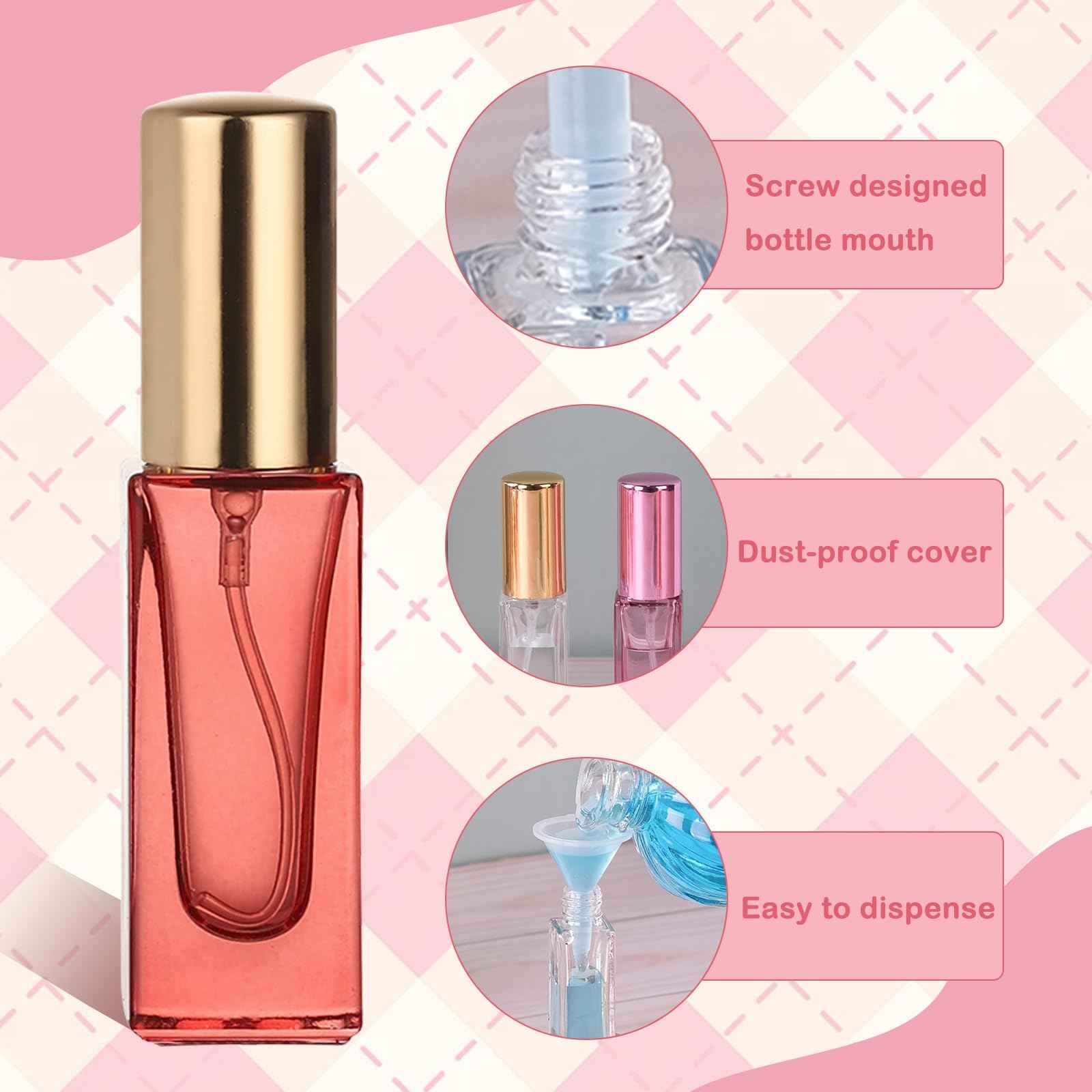 RAMFIYN 5pcs 6ml Refillable Perfume Bottle Travel Atomizer Set - Glass, Multi Color, High Precision Nozzle