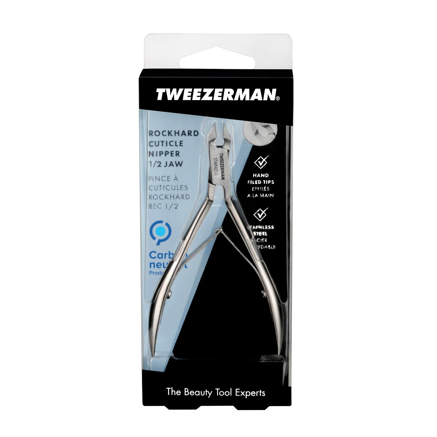 Tweezerman Rockhard Stainless Steel Cuticle Nipper, 1/2 Jaw