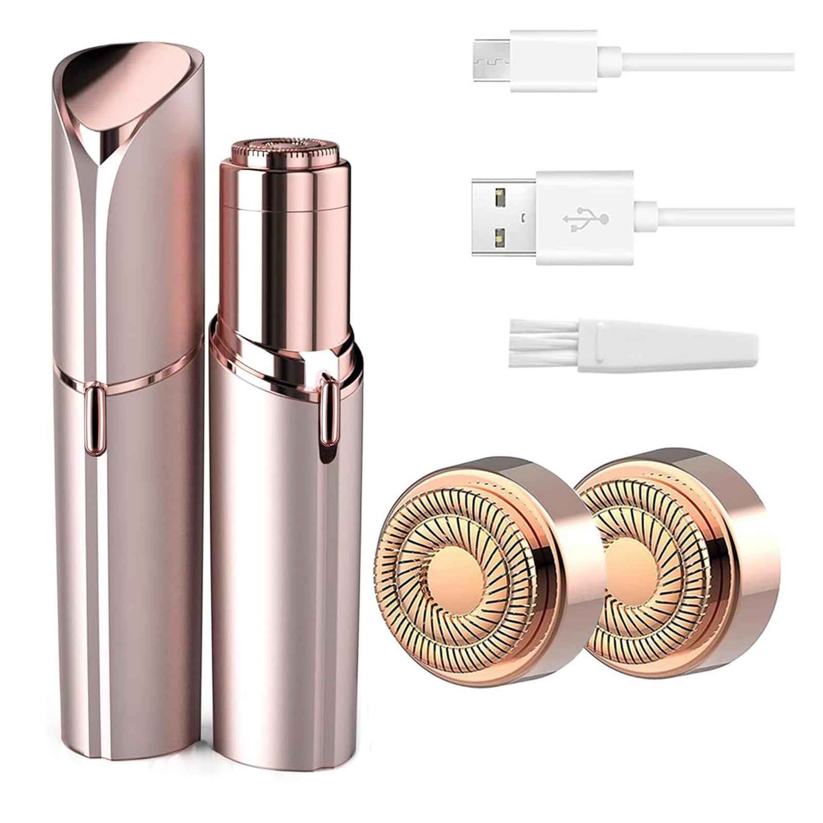 Facial Hair Remover for Women with 2 Pack Replacement Heads Gold