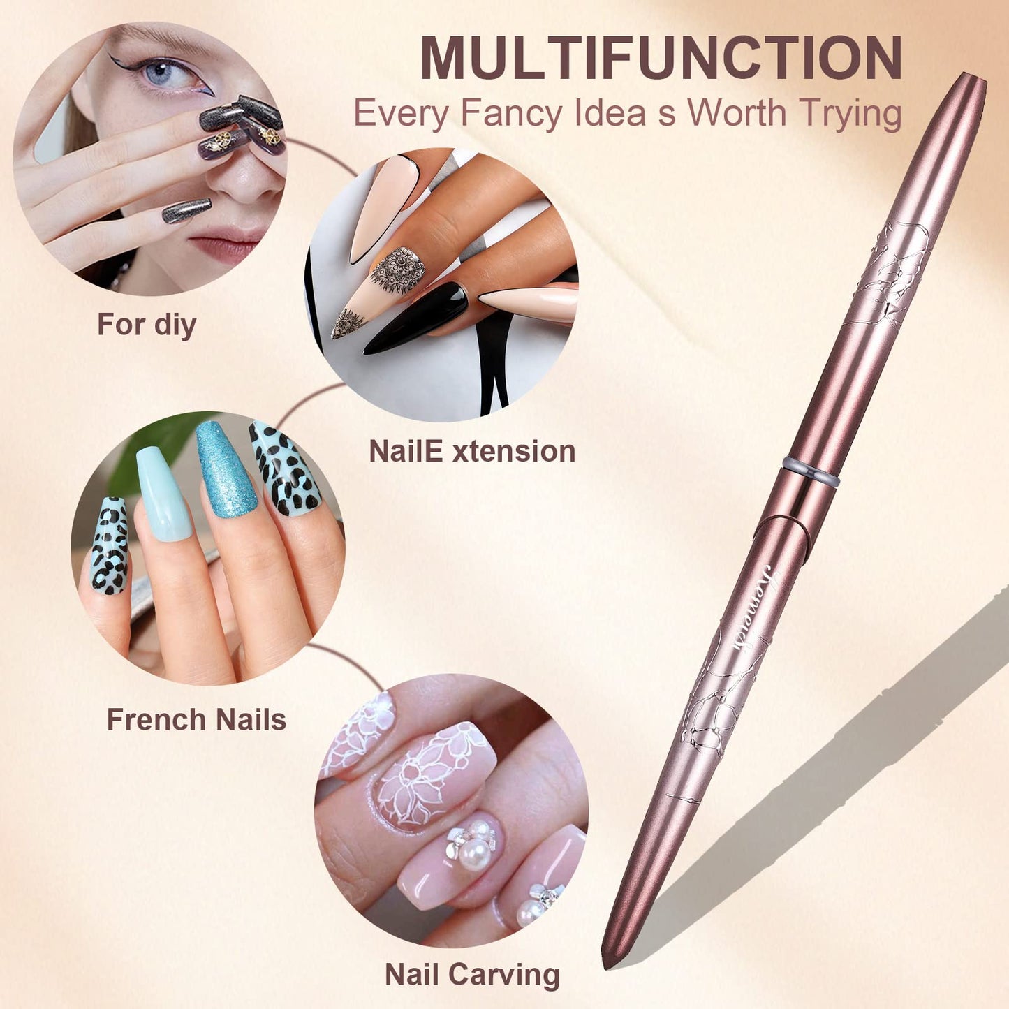 Acrylic Nail Brush Size 8,KEMEISI 100% Pure Kolinsky Nail Art Brushes Sturdy Handle Oval Shaped Acrylic Powder Nail Design Tools for Professional Manicure DIY Home Salon (Brown Gradient)