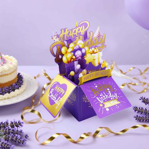 Happy Birthday Gifts for Women, Luxury Lavender Birthday Gift Basket for Her, Birthday Gifts for Mom, Wife, Sister, Girlfriend, Daughter, Coworker 16 oz Coffee Mugs 3D Pop Up Birthday Cards
