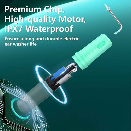 Ear Wax Removal, 2 in 1 Electric Ear Cleaning Kit with 4 Pressure Modes, Portable Water Powered Ear Cleaner with Basin and Nasal Nozzles, Ear Irrigation Flushing System for Adults and Kids, Green