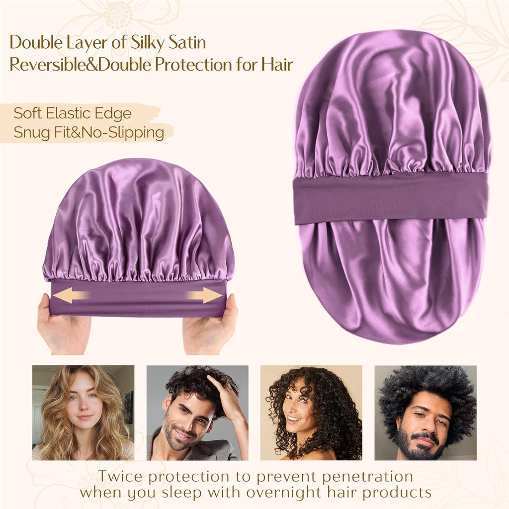 YANIBEST Silk Bonnet for Men Women Hair Bonnet for Sleeping Double Layer Satin Bonnets for Black Women Curly Hair Sleep Cap