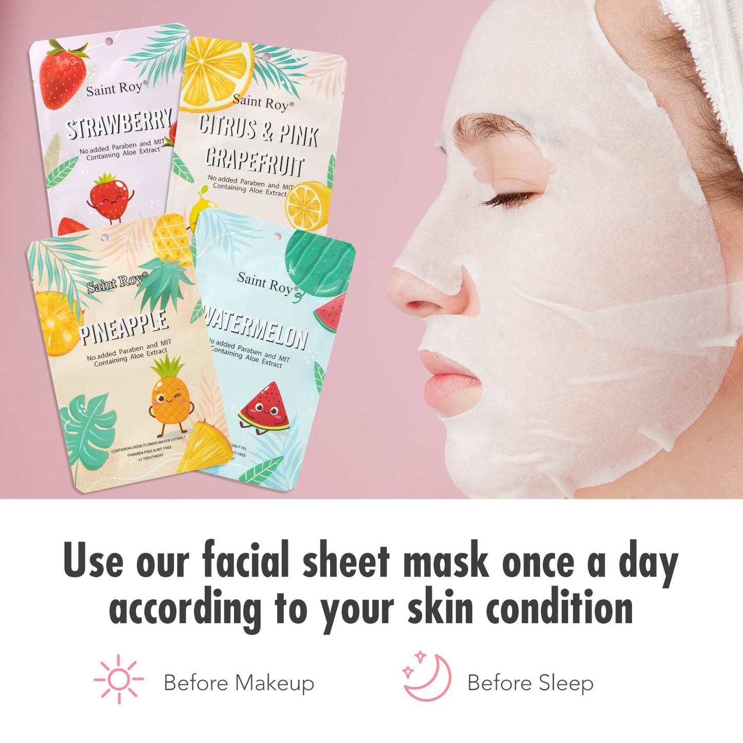 Face Masks Skincare Sheet Kit, 8-Pack fruit Collection Layer Sheet Facial Masks Brightening, Hydrating Face Masks Skincare Beauty Face Mask Deep Moisturizing & Hydrating Mask for All Skin Types