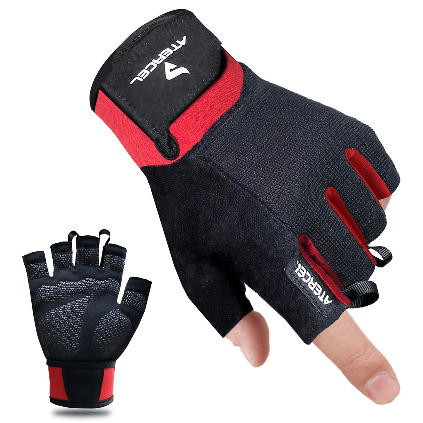 ATERCEL Workout Gloves for Men and Women, Exercise Gloves for Weight Lifting, Cycling, Gym, Training, Breathable and Snug fit (Red, XS)