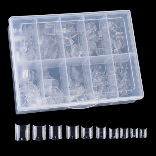 Beuniar Acrylic Clear Nail Tips 500Pcs Short French Artificial Square False Tip for Manicure with Storage Box